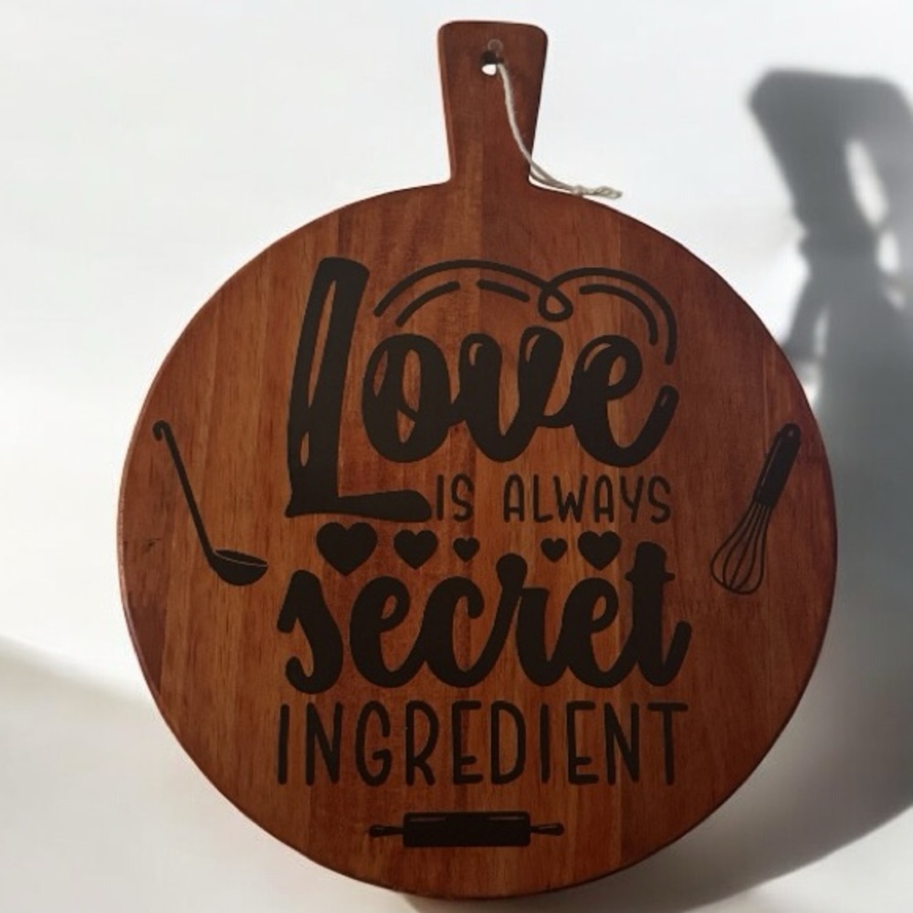 Wooden Cutting Board with Love Quote